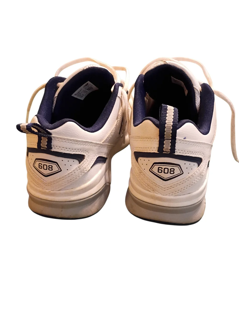 New Balance 608 Men's White and Navy Leather Athletic Sneakers
